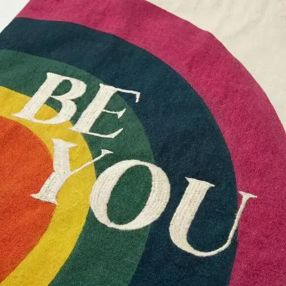 Be You Rainbow Pride Cotton Tote Bag | Embroidered LGBTQ+ Reusable Bag - Picture 5 of 8